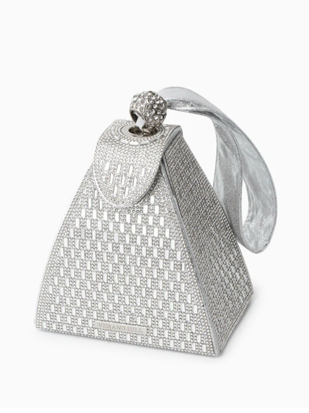 Silver Crystal Pyramid Evening Bag